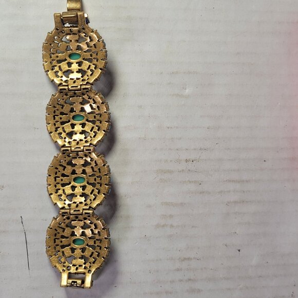 Stella & Dot Multi-Stone Blue & Green Glass Cabochons Statement Bracelet - Picture 4 of 5